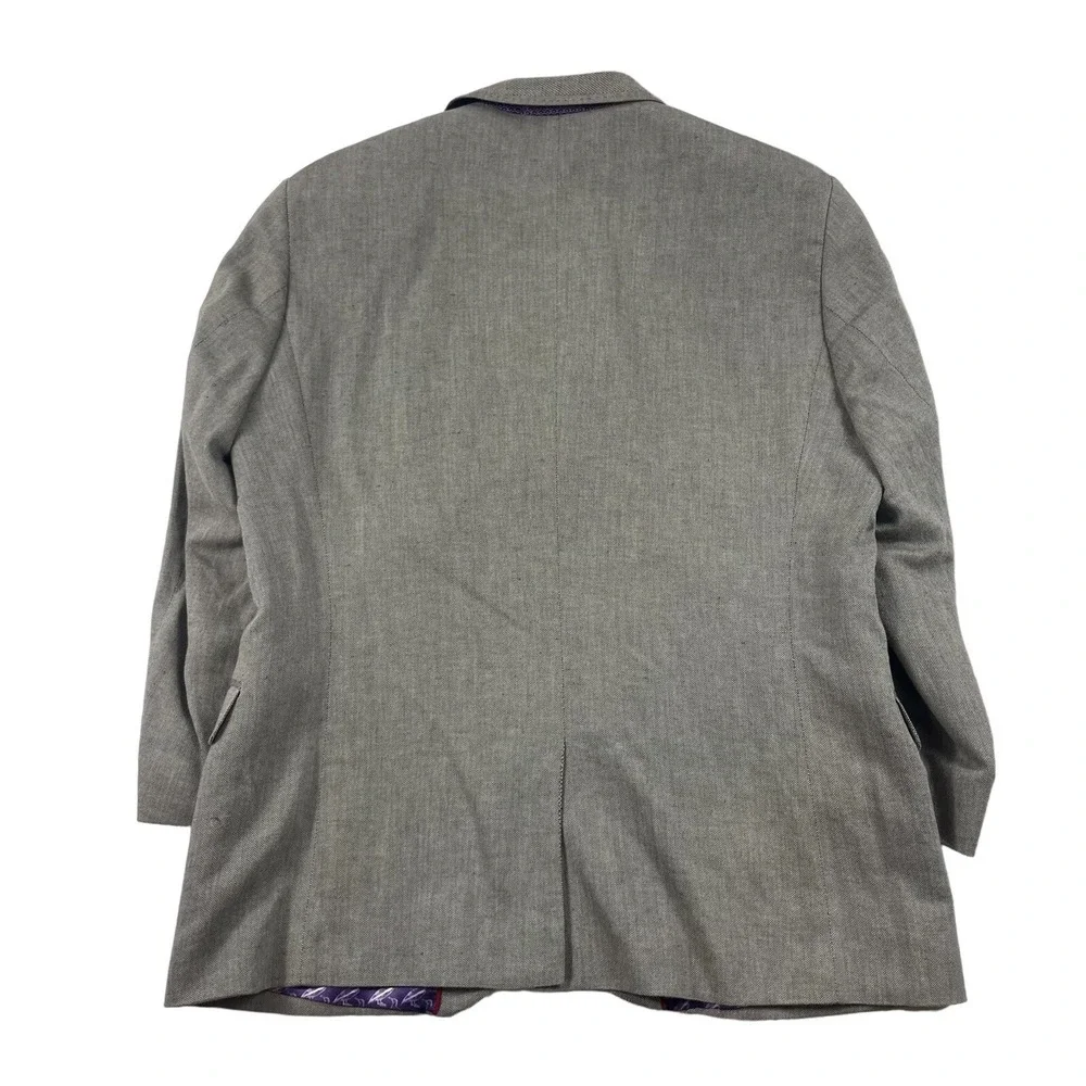 Ted Baker London Gray‎ Herringbone Cotton Mens Suit Size 5 Pant 34x27